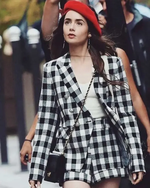 Emily In Paris Emily Cooper Checked Cotton Blazer