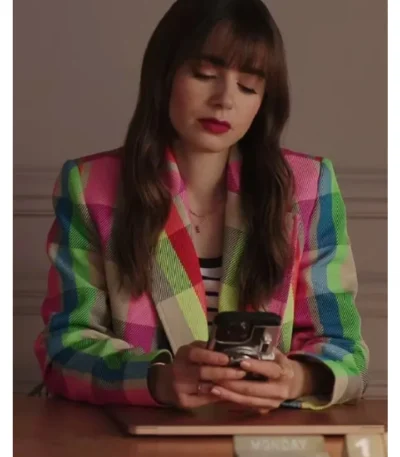 Emily In Paris Lily Collins S03 Multicolor Coat
