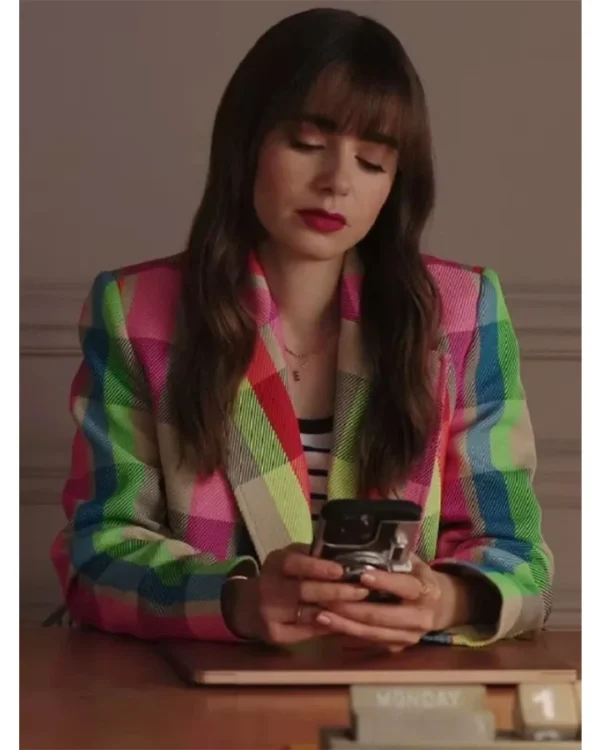 Emily In Paris Lily Collins S03 Multicolor Coat