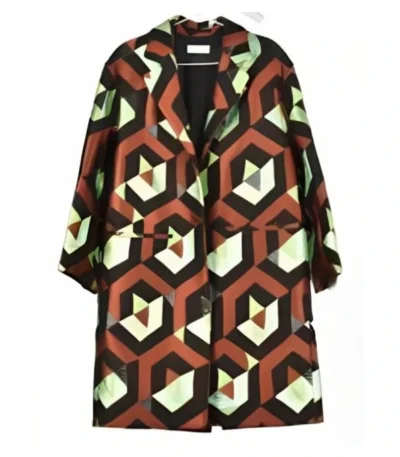 Emily In Paris S03 Laurence Gormezano Geometric Jacquard Coat