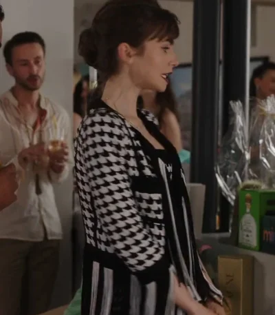 Emily In Paris S03 Lily Collins Houndstooth Jacket