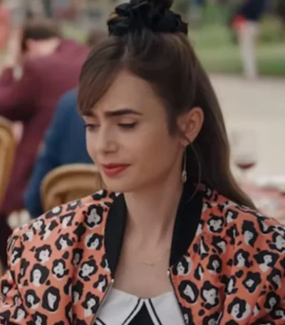 Emily In Paris S03 Lily Collins Lady Leopard Bomber Jacket