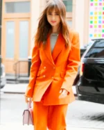 Emily In Paris S03 Lily Collins Orange Suit
