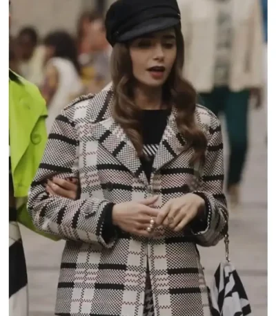 Emily In Paris S03 Lily Collins Wool Check Jacket