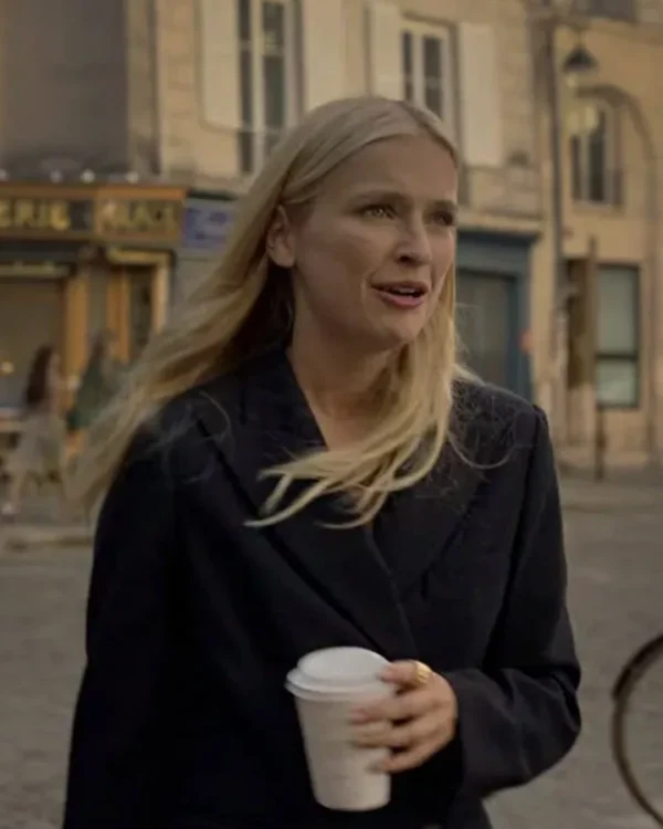 Emily in Paris Camille Razat Black Wool Coat