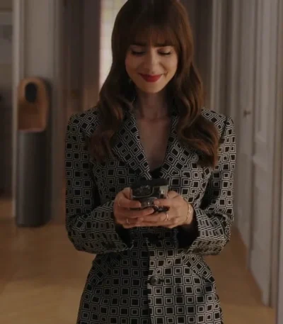 Emily in Paris (Series 2022) S03 Lily Collins Black and Grey Blazer