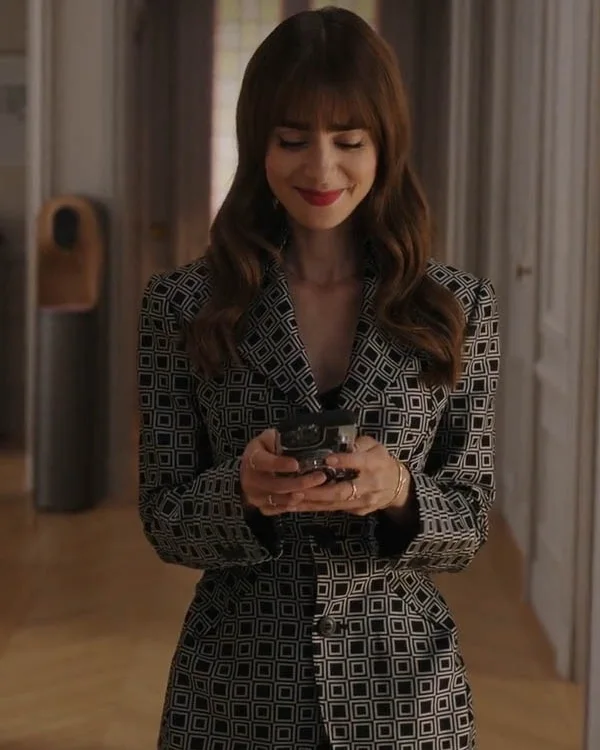 Emily in Paris (Series 2022) S03 Lily Collins Black and Grey Blazer Emily in Paris (Series 2022) S03 Lily Collins Black and Grey Blazer