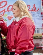 Haul Out The Holly Lit Up Melissa Peterman Satin Bomber Jacket