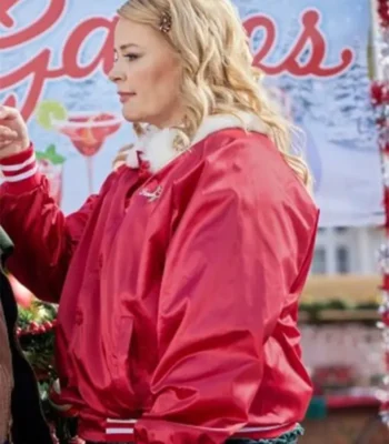 Haul Out The Holly Lit Up Melissa Peterman Satin Bomber Jacket