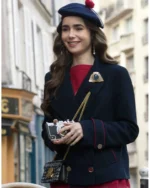 Lily Collins Emily in Paris Blue Wool Coat