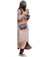 Lily Collins Emily in Paris S03 Long Beige Wool Coat