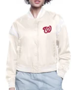 Printed Logo Washington Nationals Varsity Satin Jacket