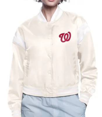 Printed Logo Washington Nationals Varsity Satin Jacket