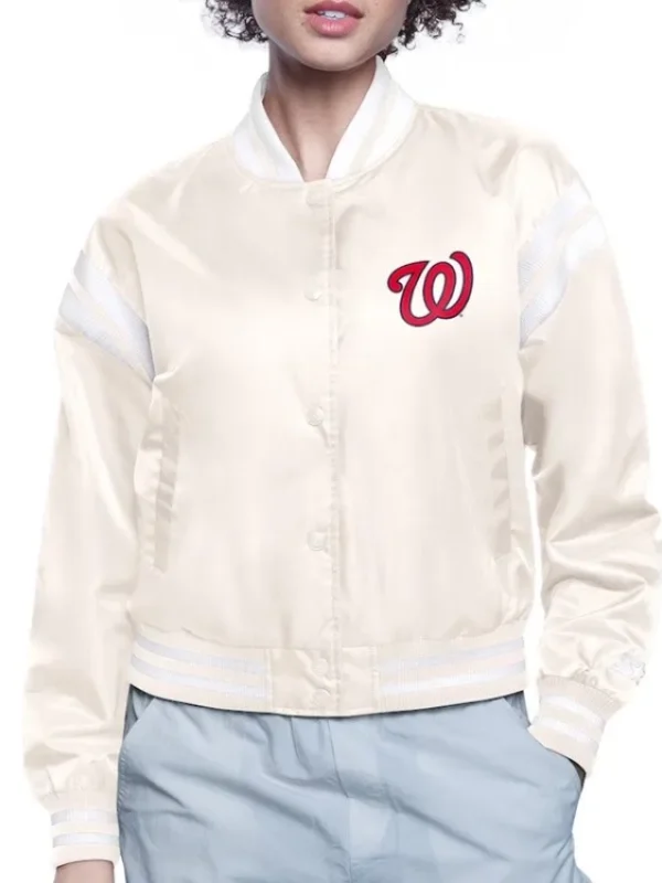 Printed Logo Washington Nationals Varsity Satin Jacket