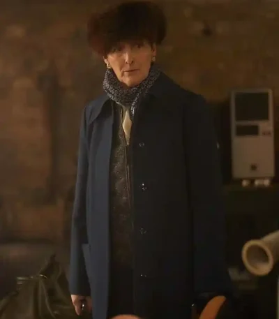 Carolyn Martens Killing Eve Fiona Shaw Blue Coat