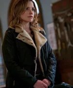 Chicago P.D. Erin Lindsay Black Shearling Fur Leather Jacket