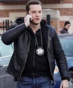 Chicago P.D. Jay Halstead Black Leather Hooded Jacket
