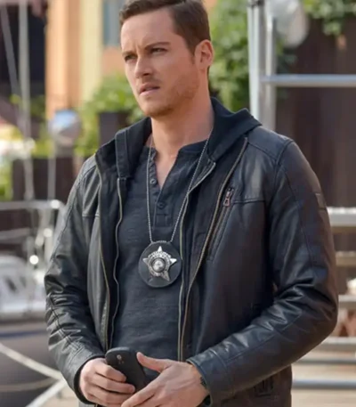 Chicago P.D. Jay Halstead Black Leather Hooded Jacket