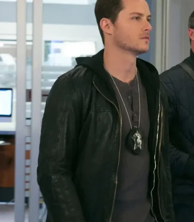 Chicago P.D. Jay Halstead Black Leather Hooded Jacket