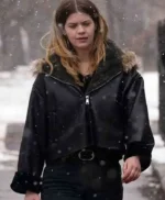 Chicago PD Katy Wilson Black Fur Hooded Jacket