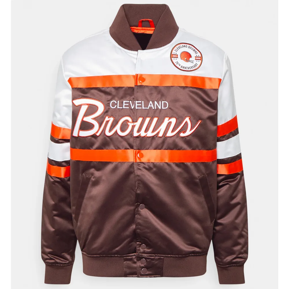 Cleveland Browns 75th Anniversary Brown Satin Jacket Cleveland Browns 75th Anniversary Brown Satin Jacket