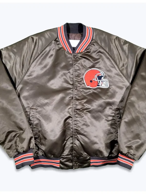 Cleveland Browns 80s Brown Bomber Satin Jacket