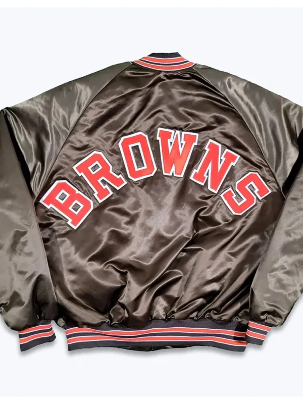Cleveland Browns 80s Brown Bomber Satin Jacket