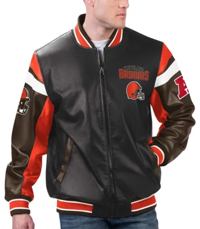 Cleveland Browns Black Varsity Full-Zip Leather Jacket