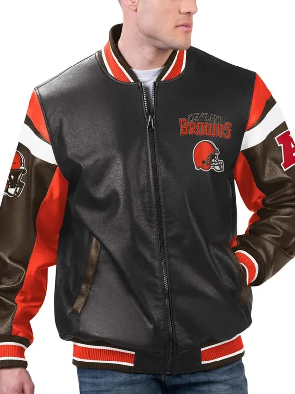 Cleveland Browns Black Varsity Full-Zip Leather Jacket