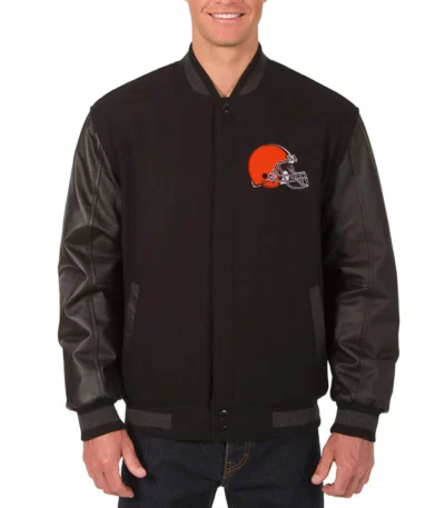Cleveland Browns Black Varsity Wool-Leather Jacket