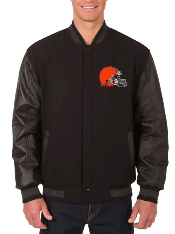 Cleveland Browns Black Varsity Wool-Leather Jacket