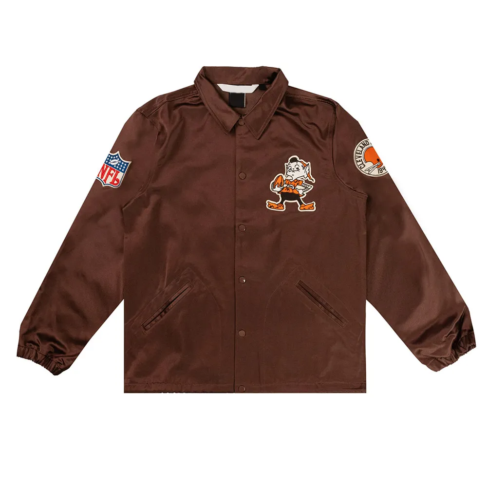 Cleveland Browns Brown Satin Windbreaker Cleveland Browns Brown Satin Windbreaker