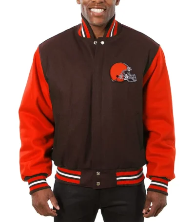 Cleveland Browns Brown and Orange Varsity Wool Jacket