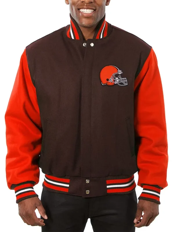 Cleveland Browns Brown and Orange Varsity Wool Jacket