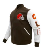 Cleveland Browns Classic Brown and White Varsity Jacket