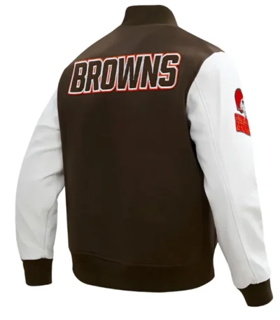 Cleveland Browns Classic Brown and White Varsity Jacket