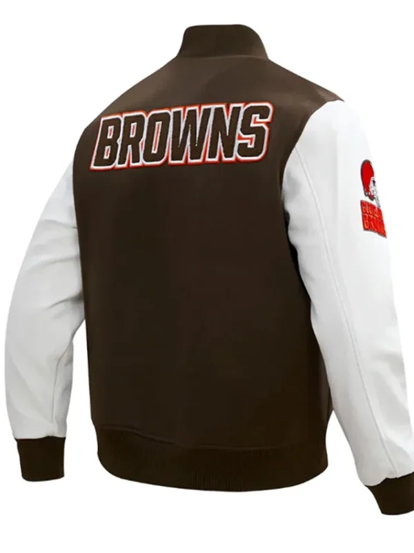 Cleveland Browns Classic Brown and White Varsity Jacket