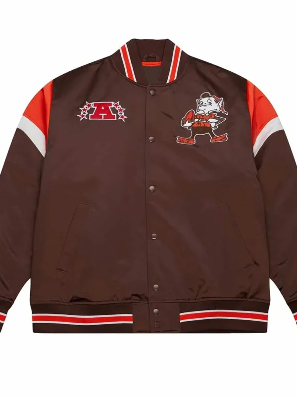 Cleveland Browns Heavyweight Brown Satin Jacket