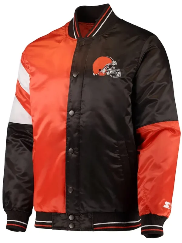 Cleveland Browns Leader Varsity Brown-Orange Satin Jacket