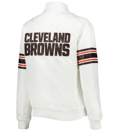 Cleveland Browns Line Up White Satin Jacket