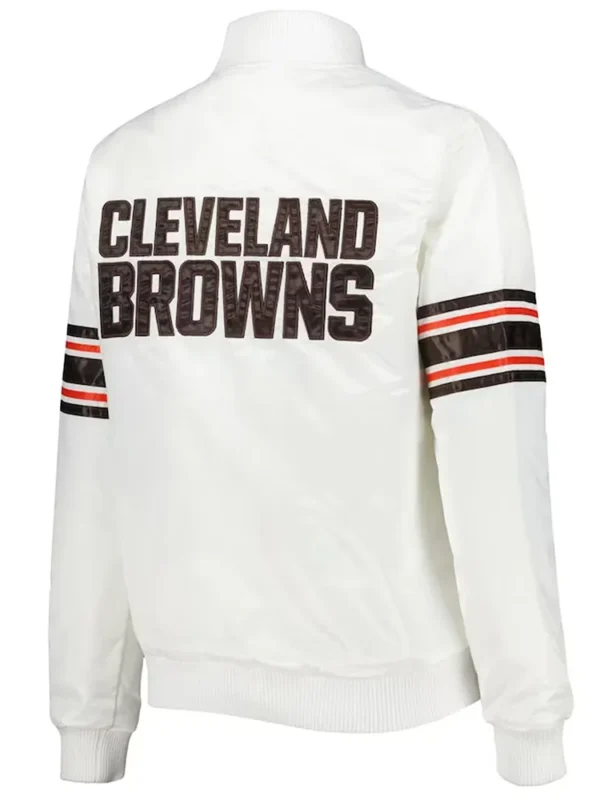 Cleveland Browns Line Up White Satin Jacket