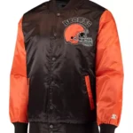 Cleveland Browns Locker Room Throwback Brown and Orange Satin Jacket