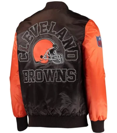 Cleveland Browns Locker Room Throwback Brown and Orange Satin Jacket