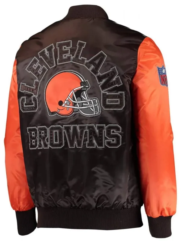 Cleveland Browns Locker Room Throwback Brown and Orange Satin Jacket