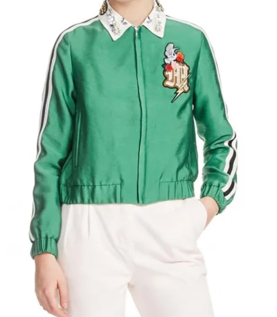 Danna Paola Elite S02 Lu Green Bomber Jacket
