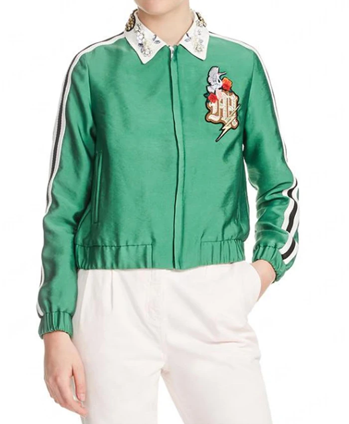 Danna Paola Elite S02 Lu Green Bomber Jacket Danna Paola Elite S02 Lu Green Bomber Jacket