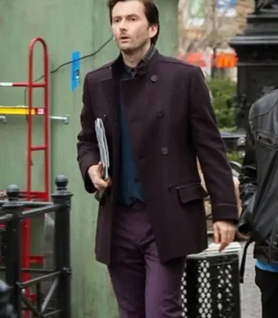 David Tennant Jessica Jones Maroon Peacoat Coat