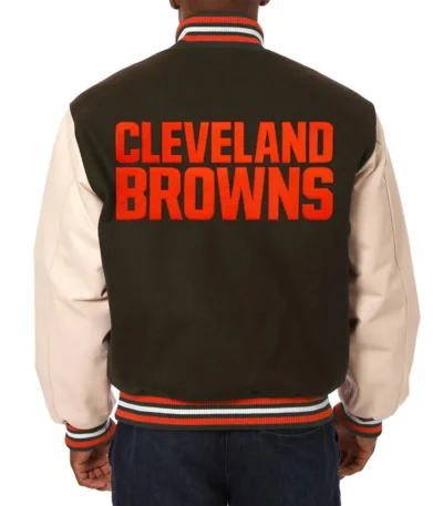 Domestic Cleveland Browns Varsity Brown and Cream Jacket