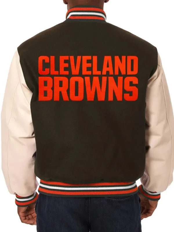 Domestic Cleveland Browns Varsity Brown and Cream Jacket