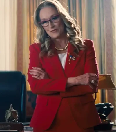 Don’t Look Up President Janie Orlean Red Blazer Coat